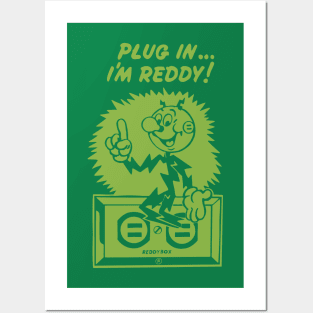 plug in reddy kilowatt green Posters and Art